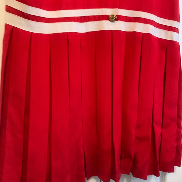 Neiman Marcus designer Adolfo New York vintage red pleated drop waist buttons - Picture 2 of 14